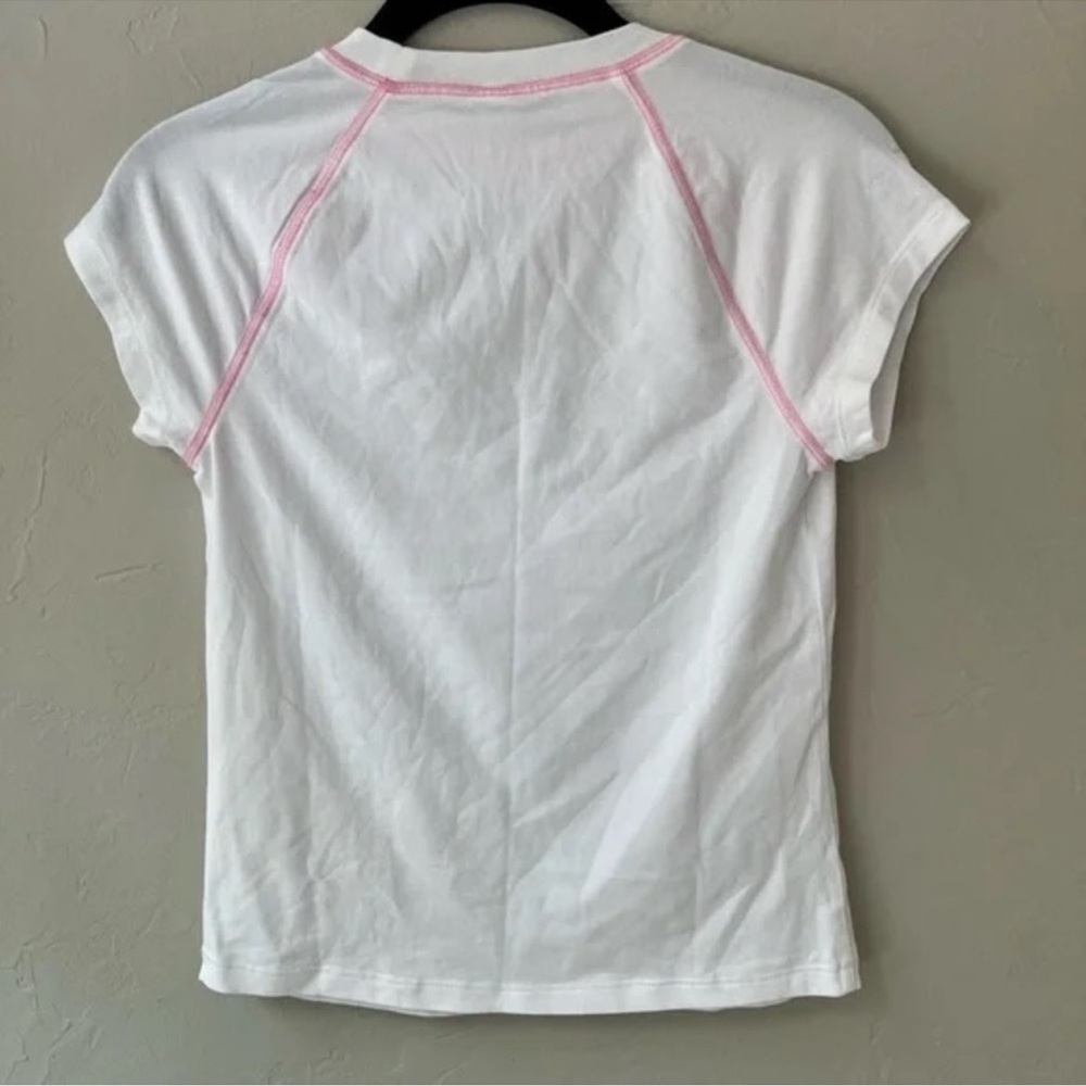 SKIMS (G1) NEW VINTAGE RAGLAN T-SHIRT SNOW (WHITE) PiNK Trim WOMENS PLUS SIZE… - Picture 2 of 5